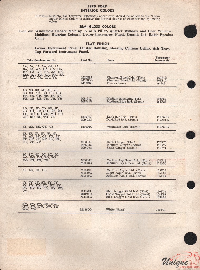 1970 Ford Paint Charts Rinshed-Mason 2